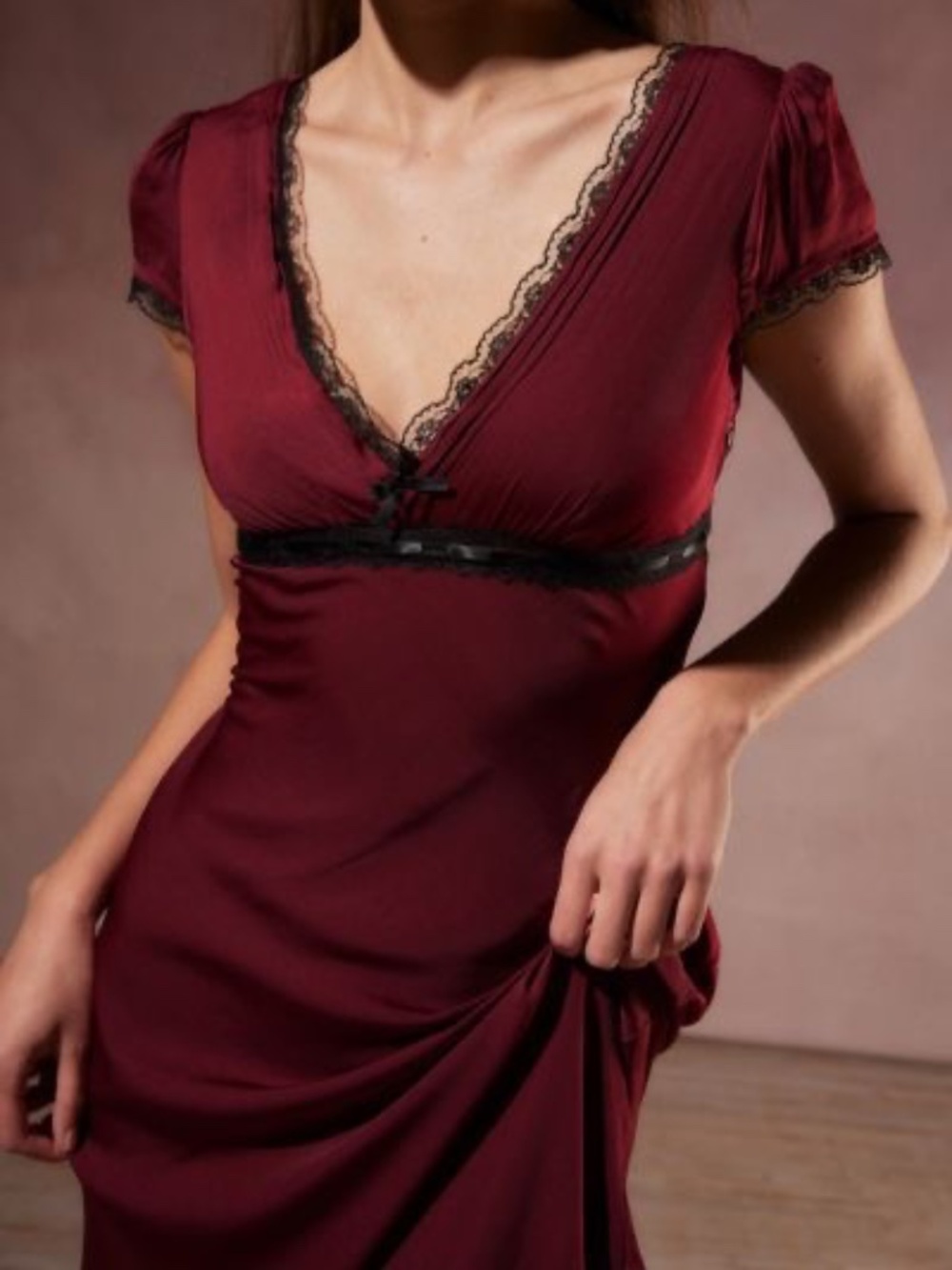 Kimchi Blue Cora Lace Trim Asymmetrical Midi Dress